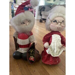 Vtg Christmas 50s Handmade Bottle Doll ￼ Paper Mache Mrs. Santa Claus 17” Lot!
